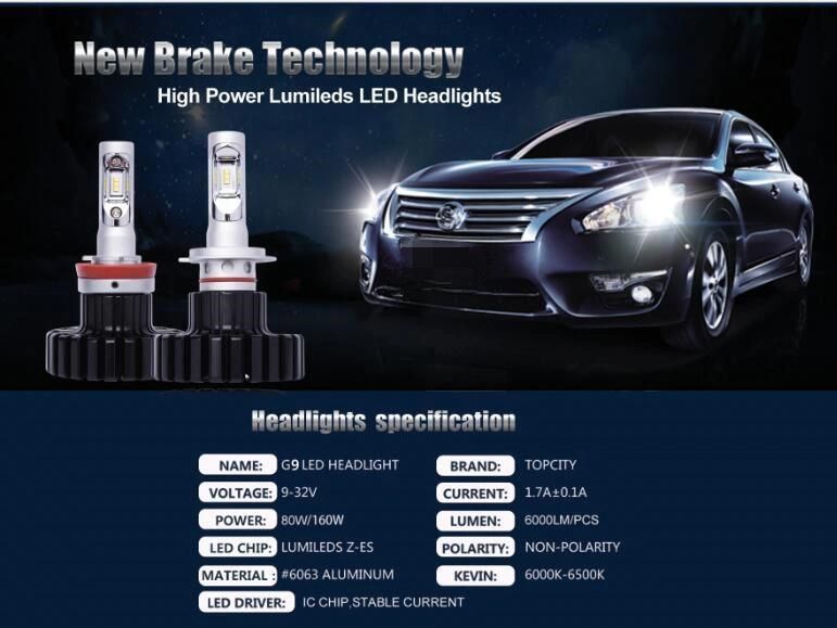 2018 New 60W 6000K-6500K IP67 6000lm H7 G9 LED Headlight Conversion Kit