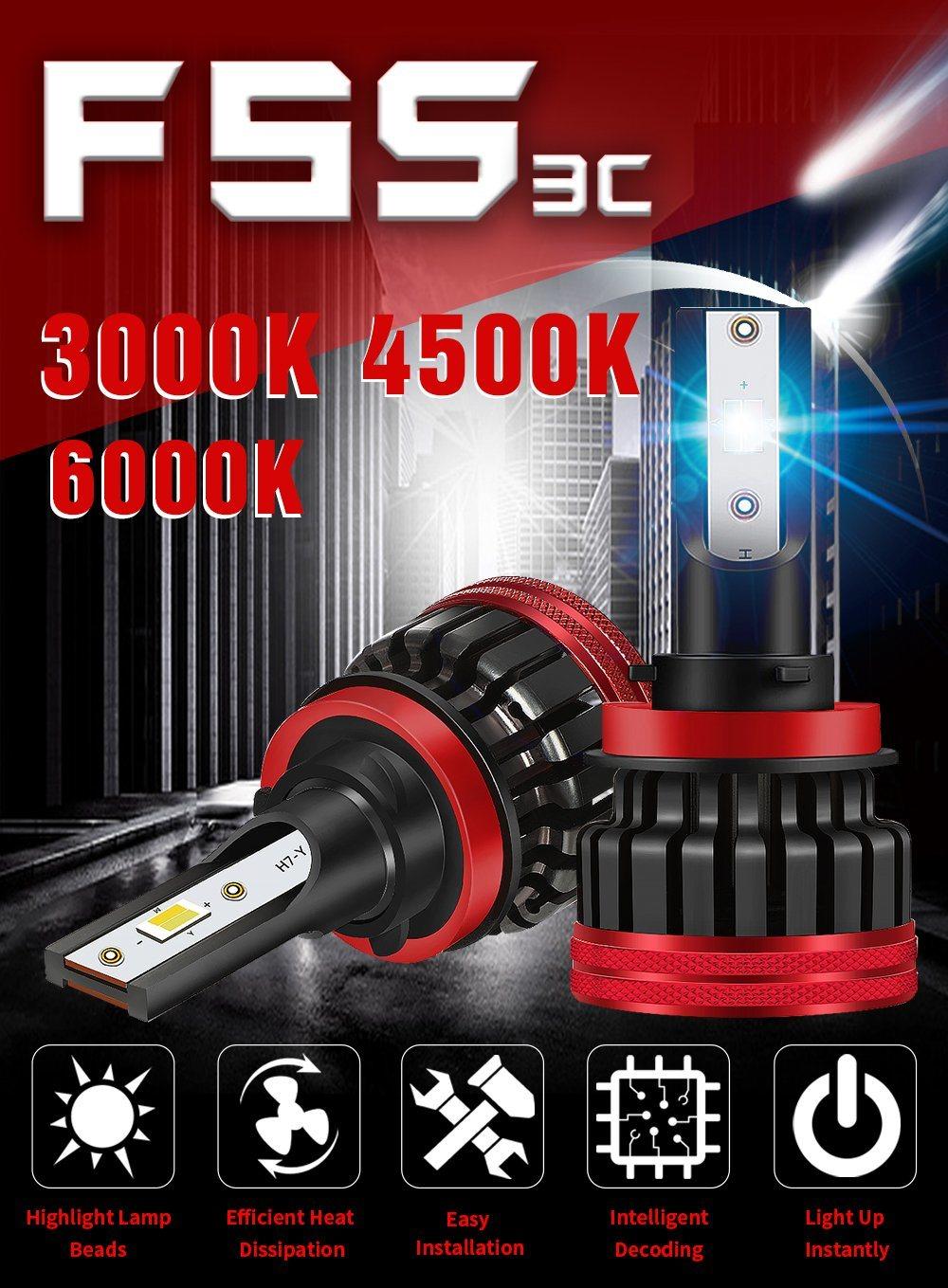 12V Lights 3000K 4300K 6000K H1 H7 H11 9005 9006 Car LED Headlights for Automobile