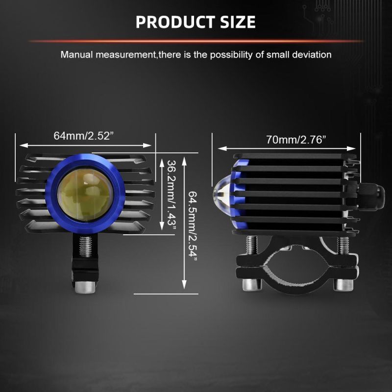 Raych U7 Dual Color LED Motorcycle Headlight 20W 6000lm LED Motorcycle Headlight 9-80V Kit