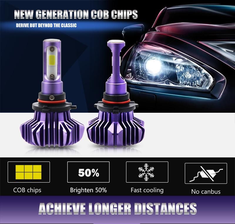 Super Bright Fanless 12000lm S9 H11 H13 9006 9005 LED Headlight H7 Smart Car Auto LED Headlight Bulb H4
