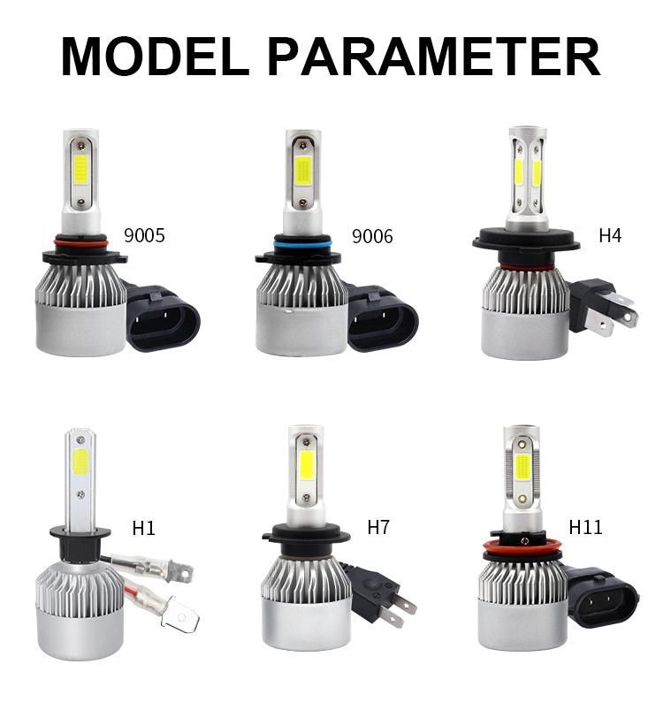 High Quality LED Car Lights S2 Headlight 72W 8000lm 9-32V COB Chip 6000K H7 H11 H4 9005 High Beam Low Beam Light Headlight