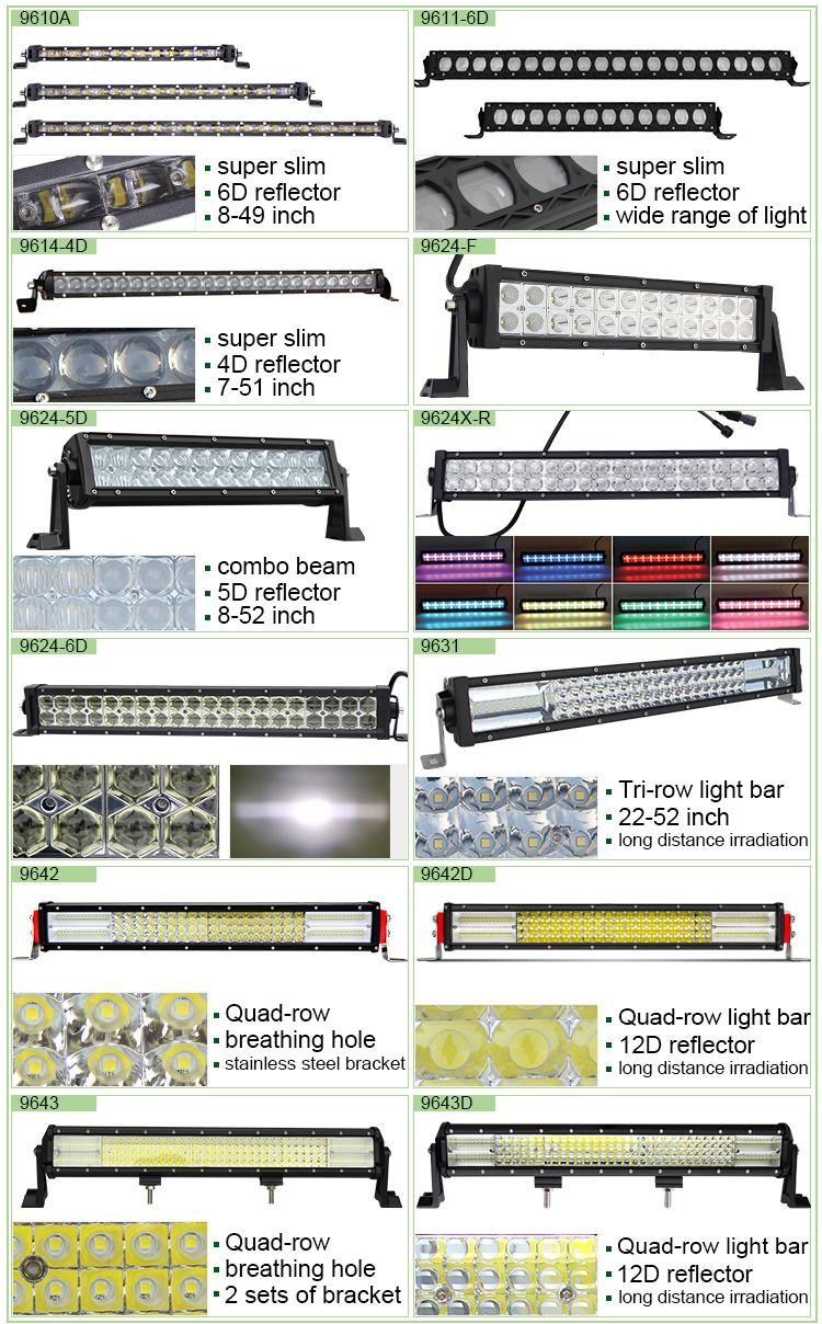 2019 New 42 52 32 Inch 22" 24 Volt Car CREE Curved Amber Strobe Flashing Dual Color 12D 4X4 Offroad LED Light Bar