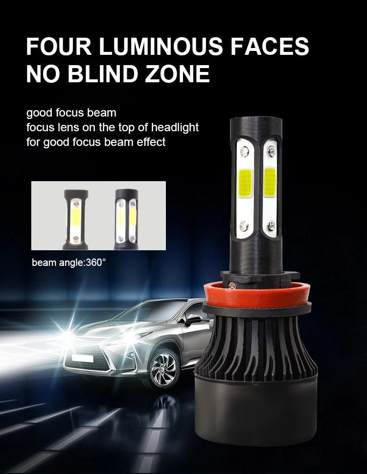 The Cheapest Headlight X7 4side LED Lights 50W 3800lm 9-32V 6000K Canbus Car Headlights Bulb LED H4 H7 H1 H3 Auto Lights
