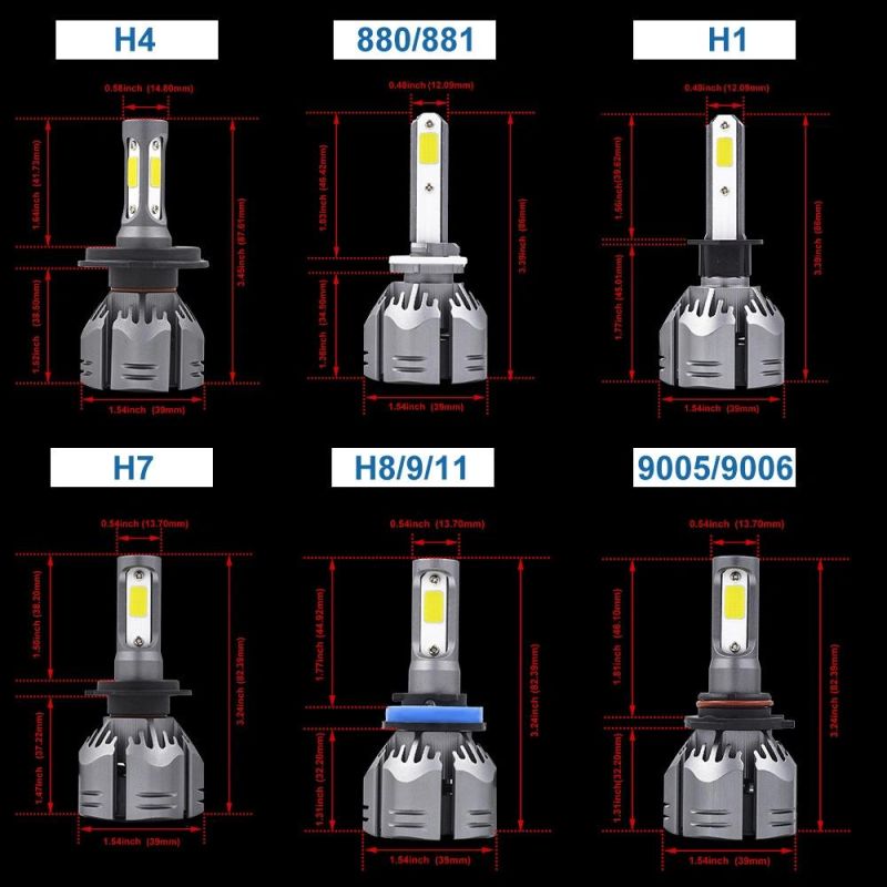 2020 New Product LED R11 Car Headlight H7 Bulbs H4 H1 H11h8 880 H3 9005 9006 Auto Lights 6000K 72W 6000lm 12V LED Lamps for Cars Headlamp