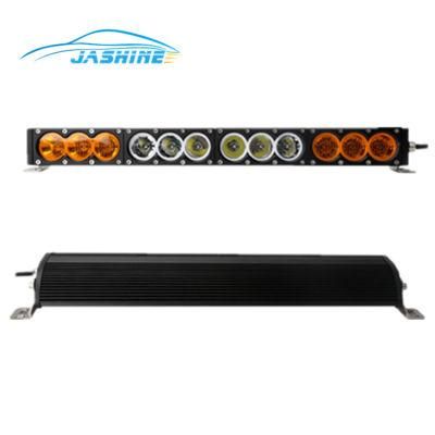 120W 22inch Dual Color White Yellow Amber Single Row LED Work Light Bar