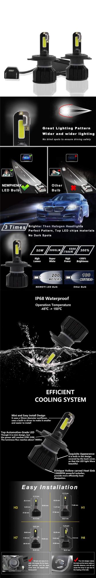 New Released E8 Auto Lighting 48W 4800lm 6500K LED Headlight