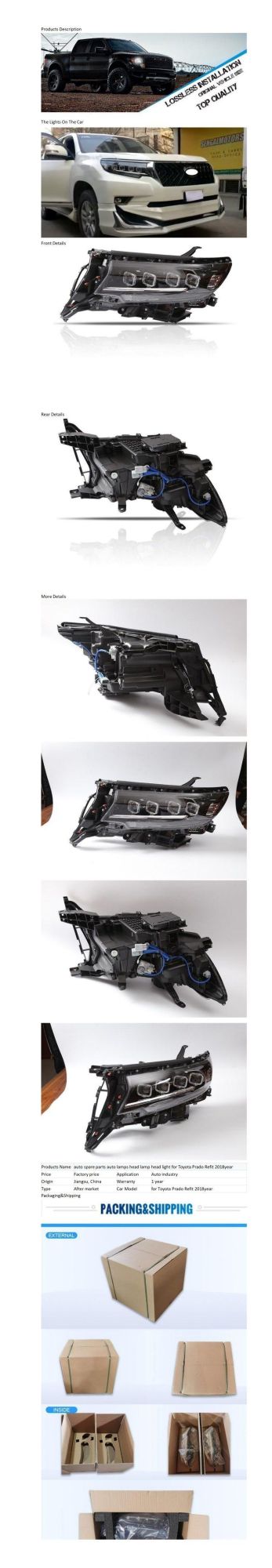High Quality Hot Sale Auto Lighting Assembly Car Accessories Headlight for Toyota Prado Refit 2018year