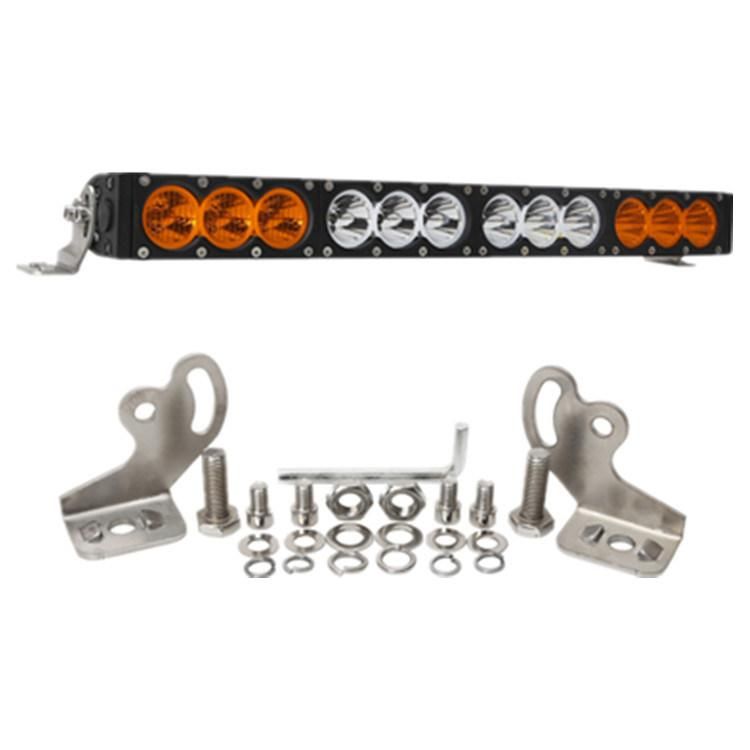 120W 22inch Dual Color White Yellow Amber Single Row LED Work Light Bar