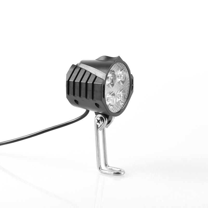 Electric Bicycle LED Headlight 12W 36V 48V Waterproof E Bike Front Light Flashlight 4 Lights with Horn for Ebike