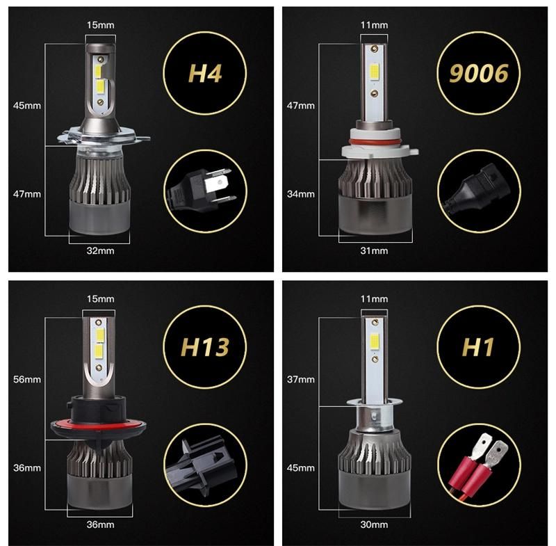 2PCS 6000K H7 LED H4 H1 H8 Hb4 H11 H3 Hb3 LED Canbus 9005 9006 H13 H9 9004 9007 Car Headlight Bulbs 72W 8000lm 12V LED Light