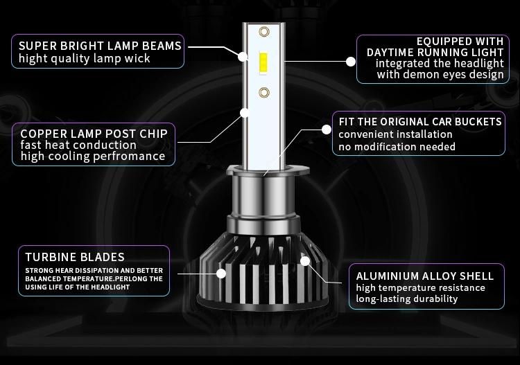 Minif2 Car Accessories Headlight Kits Automotive Auto Car 4500lumen Hb3 9006 H4 Coopper LED Headligh Bulb H11