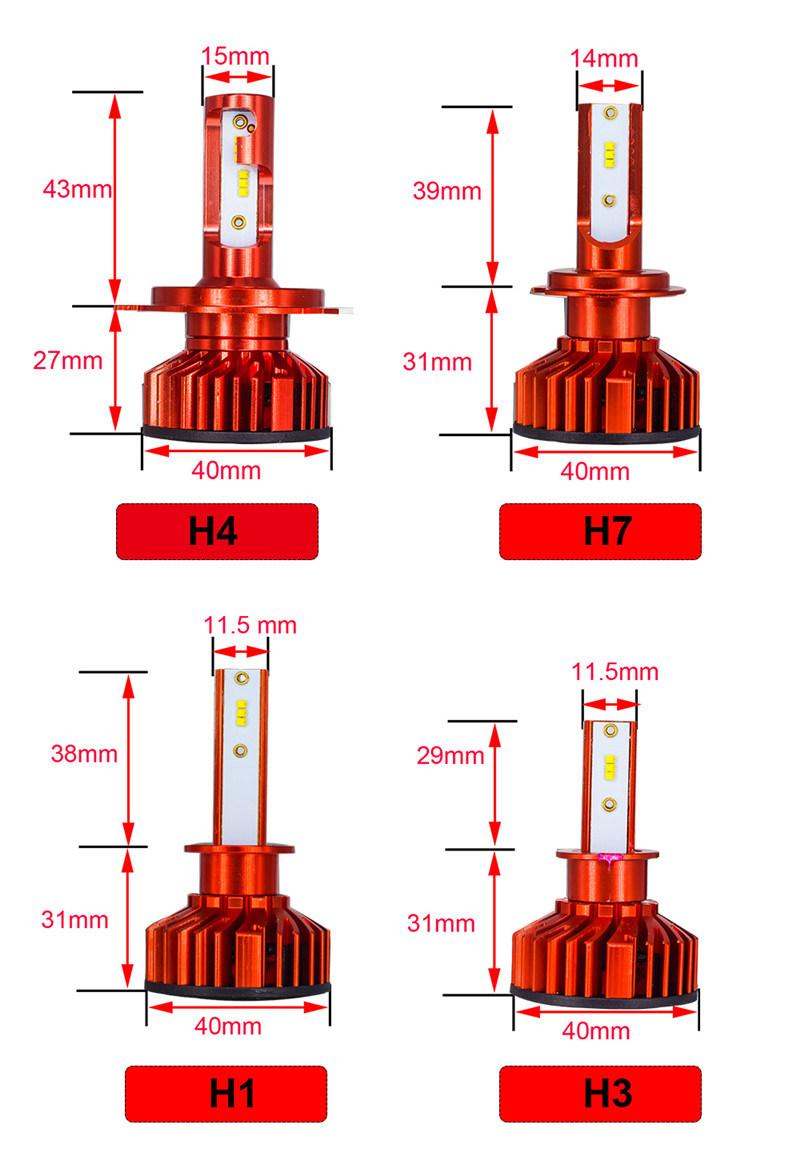 Auto Lighting System F2 LED Headlight H4 H7 LED Auto Lamp 55W I2000lm