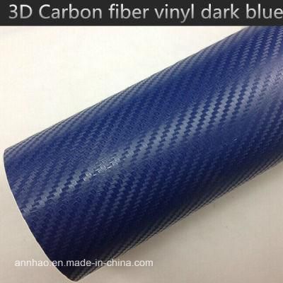 3D Dark Blue Carbon Fiber Vinyl Car Wrap Sheet Roll Film Sticker Decal Sales