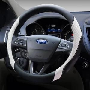 White Leather Steering Wheel Covers Cap Steering-Wheel Cover
