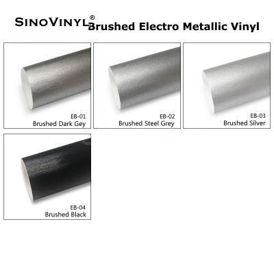 SINOVINYL Air Bubble Free Electro Metallic Brushed Black Wrapping Film Vinyl For Car Full