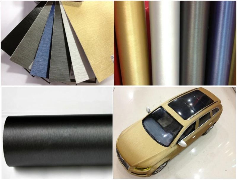 Car Used Self Adhesive 1.52*28m Dark Gray Brushed Aluminum Vinyl Car Wrap Film