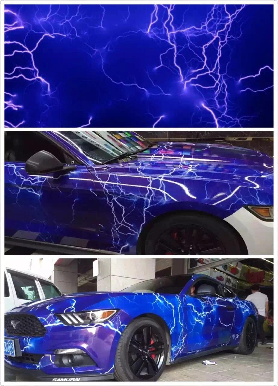 1.52*28m Size Sky Lightning Bomb Design Car Vinyl Wrap Vinyl