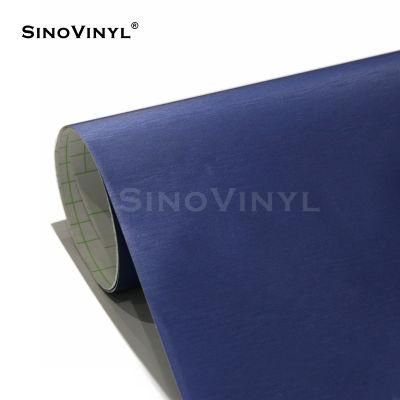 SINOVINYL Free Sample Aluminum Metallic Brushed Blue Color Vehicle Body Wraps Car Vinyl Rolls