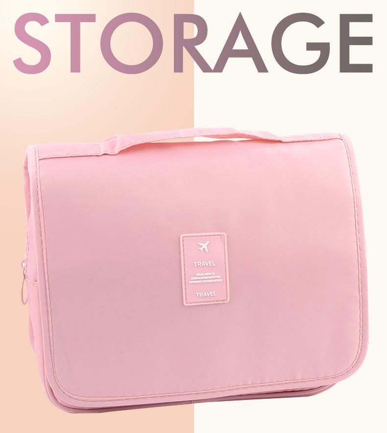 Wholesale Pure Color Toiletry Bag Travel Portable Hooked Wash Bag Cosmetic Storage Bag Can Be Customized Logo