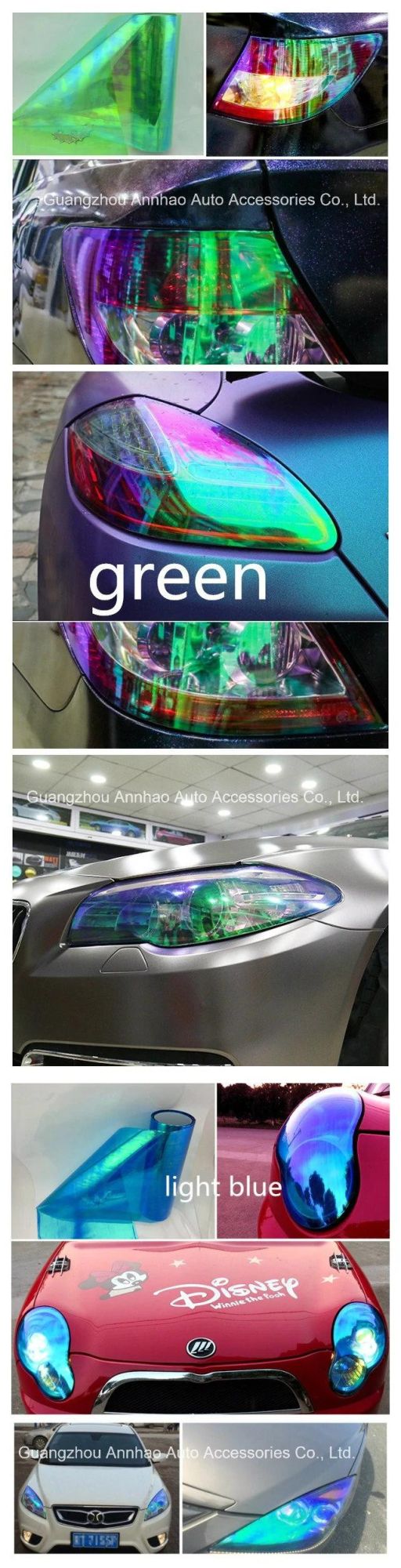 PVC Material Self Adhesive Sticker Chameleon Film Lamp Light for Car