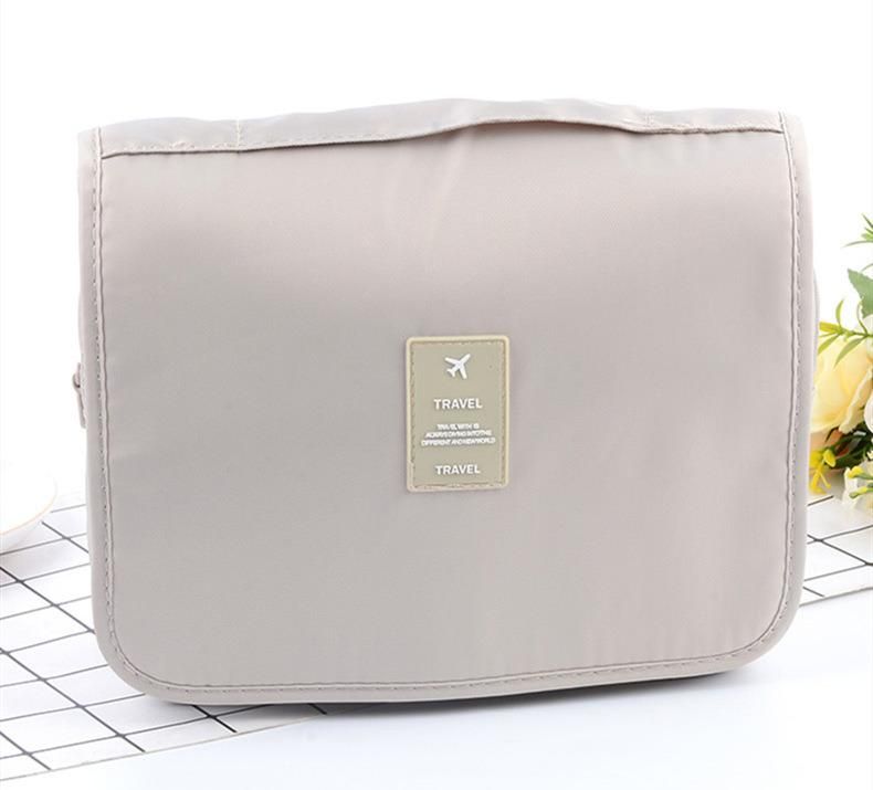 Wholesale Pure Color Toiletry Bag Travel Portable Hooked Wash Bag Cosmetic Storage Bag Can Be Customized Logo