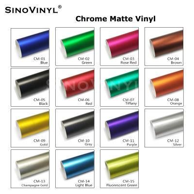 SINOVINYL Brilliant Air Bubble Free Graphics Car Wrap Vinyl Paper Chrome Matte Blue Body Stickers