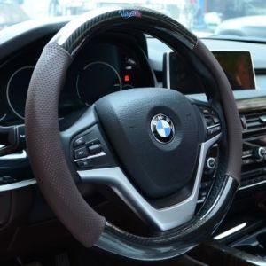 Anti Slip Auto Decoration Brown PU Leather Steering Covers