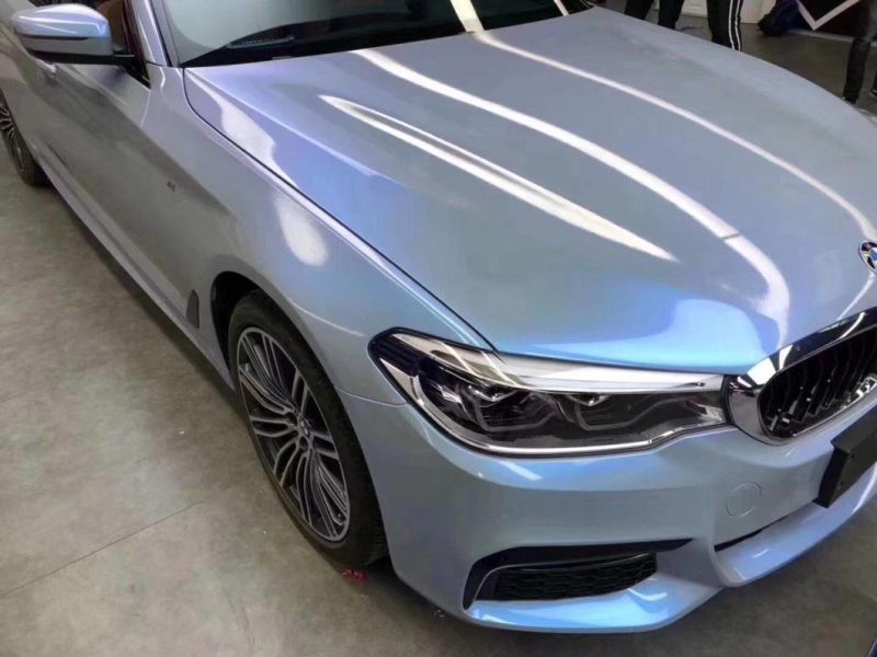 New Product High Glossy Chameleon Candy Grey to Blue Vinyl Car Body Sticker