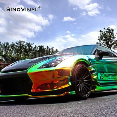 SINOVINYL Popular Removable Holographic Car Wrap Film Rainbow Shiny Attractive Color Vehicle Foil
