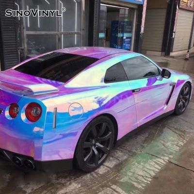 SINOVINYL Premium Quality Chrome Laser Rainbow Iridescent Film For Car Decoration Air Release Sticker