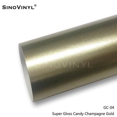 SINOVINYL1.52*18m Super Glossy Candy Air Bubble Candy Car Vinyl Wrap Vinyl Sticker For Vehicle
