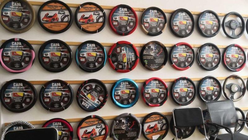 Grey and Black Steering Wheel Cover
