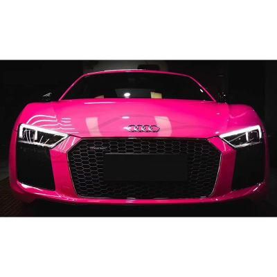 3 Layers 1.52 *18m Supper Glossy Crystal Rose Red Vinyl Wrap Car Material