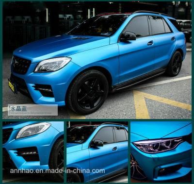 New Arrived 1.52 X 18m Matte Chrome Metallic Blue Car Vynil Wrap