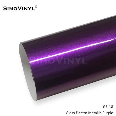 SINOVINYL 1.52X18M/5X59FT PVC Vinyl Gloss Electro Metallic Car Wrapping Film Auto Stickers