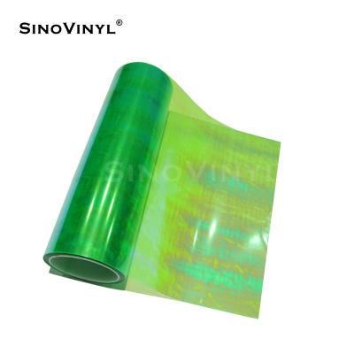 SINOVINYL Self Adhesive Car Light Decoration Vinyl Wrap Chameleon Fluorescent Yellow Film For Car Headlight Vinyl Sticker