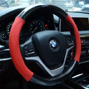 Anti Slip Red Carbon Fiber PU Leather Steering Covers