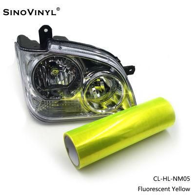 SINOVINYL Hot Selling Fluorescent Yellow Removable Glue Transparent Wrap Vinyl Car Light Film Headight Tint Film