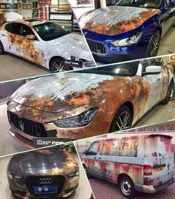 1.52*28m OEM Design Car Body Decoration Bubble Bomb Rust Vinyl Car Wrap