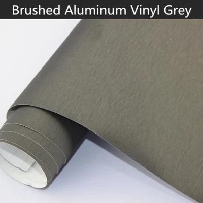 Car Used Self Adhesive 1.52*28m Dark Gray Brushed Aluminum Vinyl Car Wrap Film