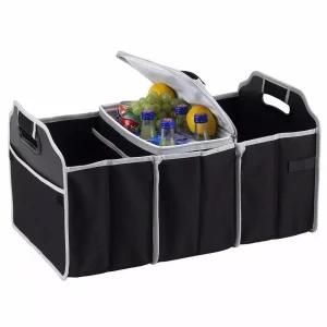 Folding Food Compartment Storage Basket Car Trunk Organizer Storage Container with Cooler Bag