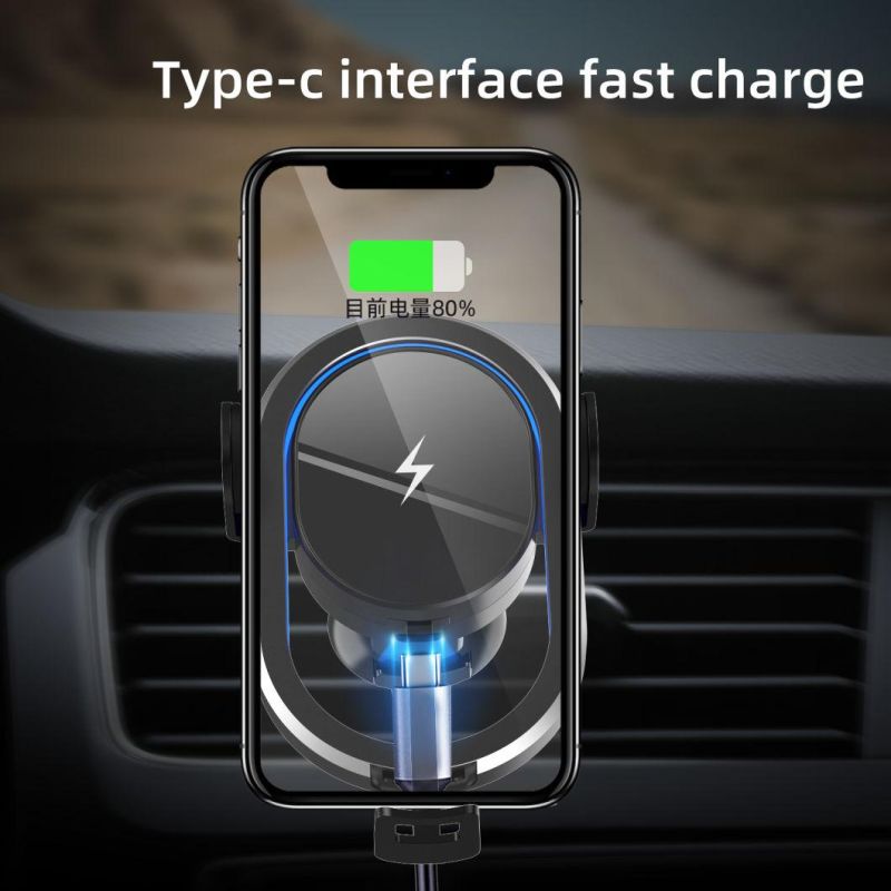Upgraded Gradient Tempered Glass Penguin Automatic Sensor 15W Wireless Car Charger