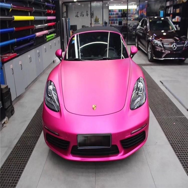 Satin Matte Rose Red Car Wrap Vinyl Film Chrome Plating