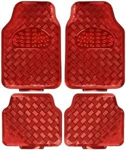 Universal Fit 4-Piece Set Metallic Design Car Floor Mat-Heavy Duty All Weather with Rubber Backing (Wine Red)