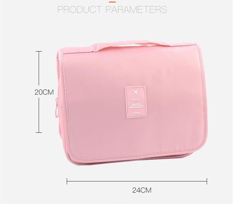 Wholesale Pure Color Toiletry Bag Travel Portable Hooked Wash Bag Cosmetic Storage Bag Can Be Customized Logo