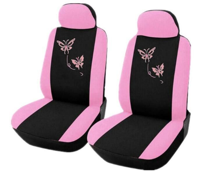 4/9PCS/Set Pink Car Seat Covers Butterfly Embroidery Woman Seat Covers