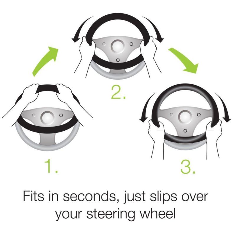 Black Small (13.5-14.5) Steering Wheel Cover
