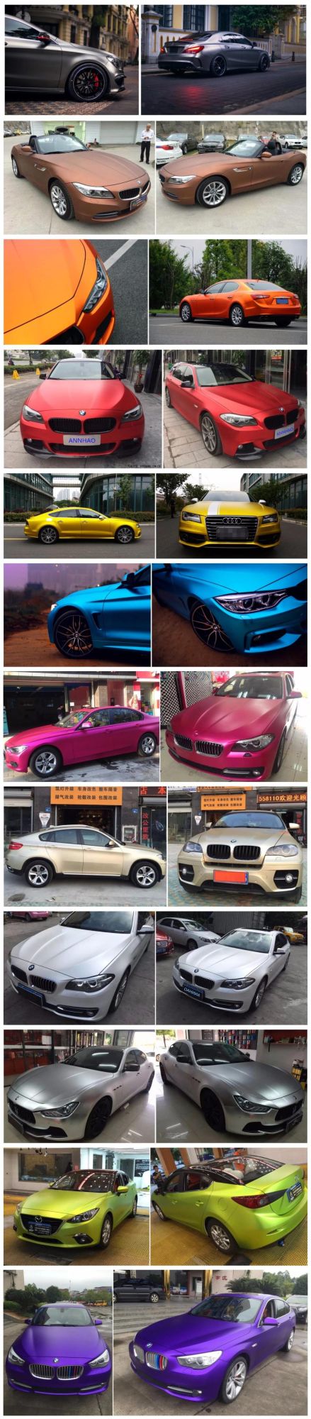 1.52*18m Size Self Adhesive Auto Wrap Sticker Matte Metallic Car Vynil Wrap