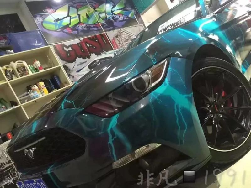 1.52*28m Size Sky Lightning Bomb Design Car Vinyl Wrap Vinyl
