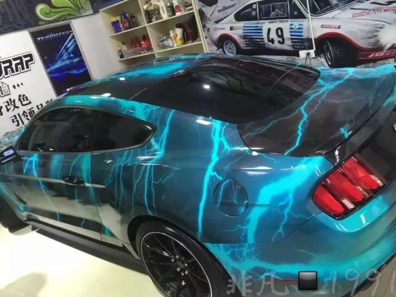 1.52*28m Size Sky Lightning Bomb Design Car Vinyl Wrap Vinyl